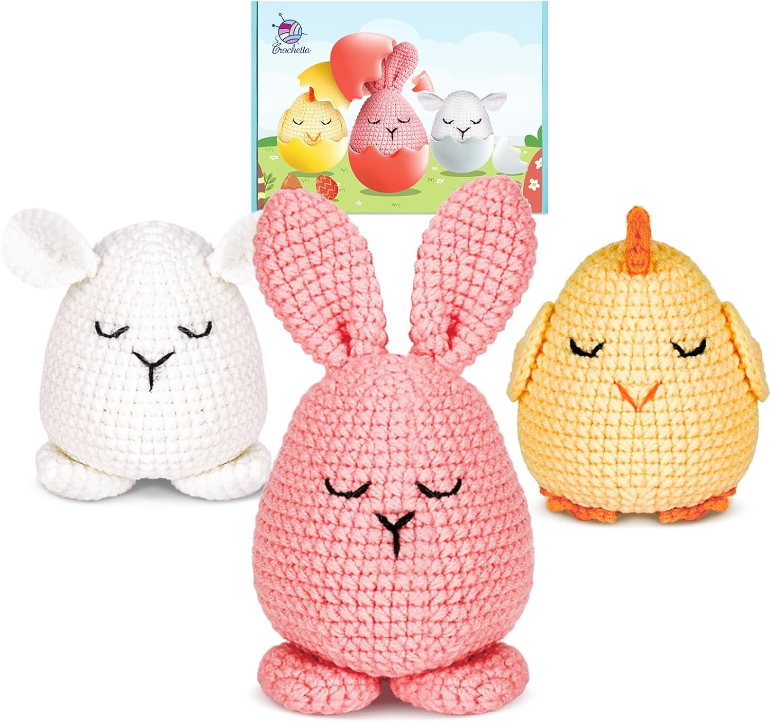 Crochet Kit for Beginners, Crochet Starter Kit with Step-By-Step Video Tutorials, Crochet DIY Knitting Supplies for Adults Kids, Chocolate Strawberry Cake(40%+ Yarn)