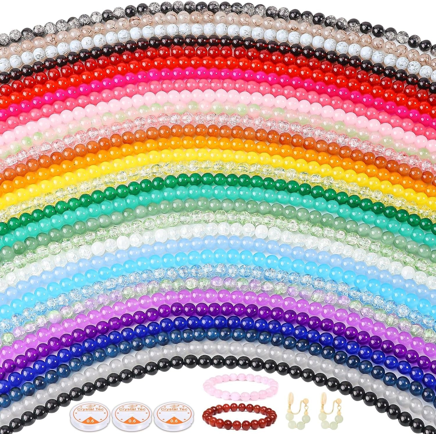 1400Pcs 30 Color Glass Beads for Jewelry Making, 8Mm round Crystal Glass Bracelets Making Kit Suitable for Beginner Bracelet Making