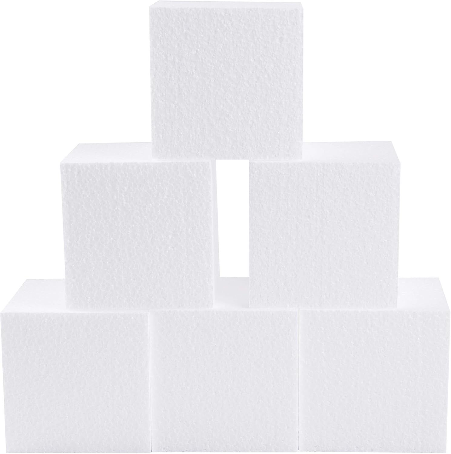 Silverlake Craft Foam Block - 6 Pack of 4X4X4 Foam Cubes, EPS Polystyrene Blocks for Crafting, Modeling, Art Projects and Floral Arrangements - Sculpting for DIY School & Home Art Projects (6 Pack)