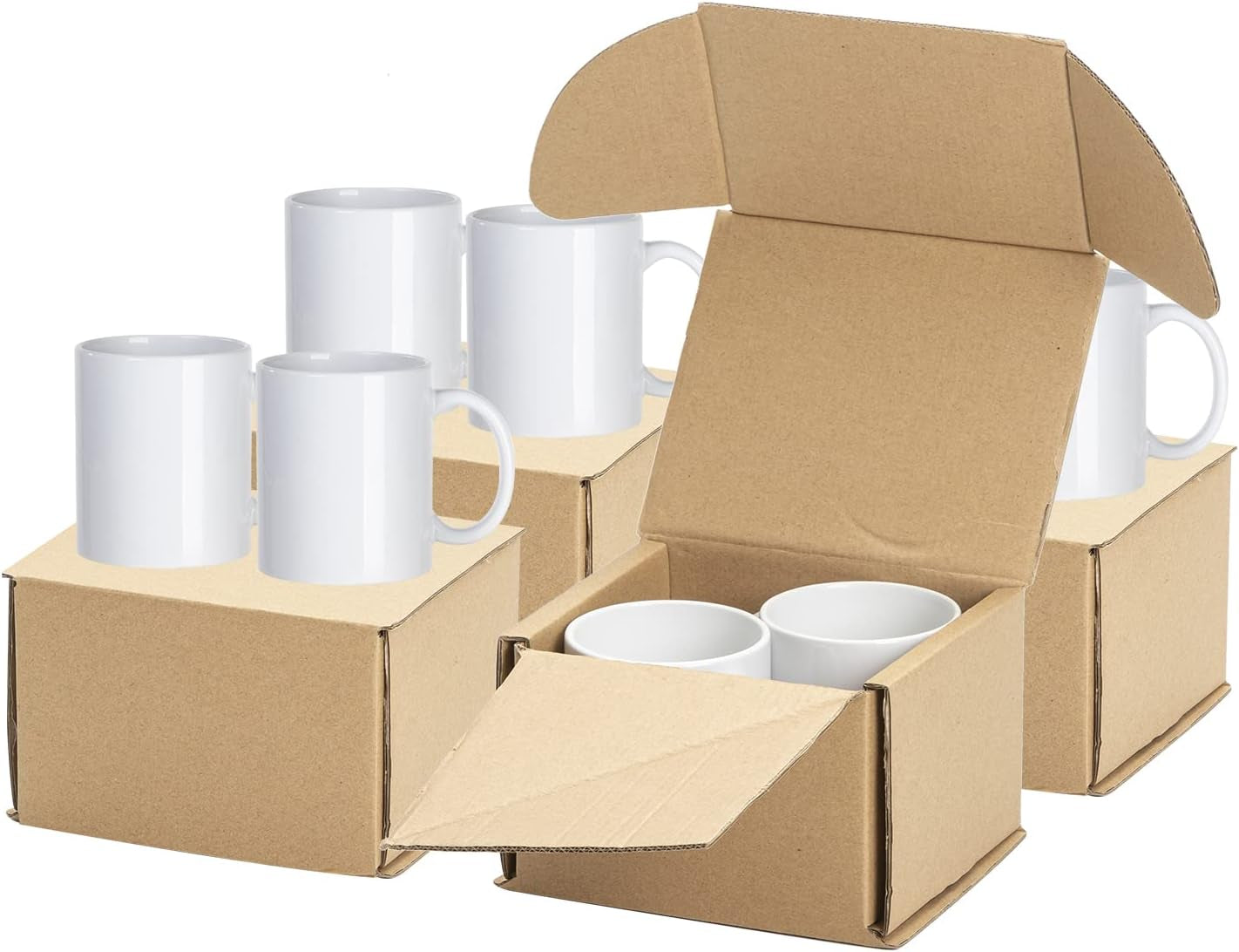 8 Pack Sublimation Mugs Blanks 11 OZ Coffee Mugs White Ceramic Photo Cups Bulk for Cricut Mug Press Print