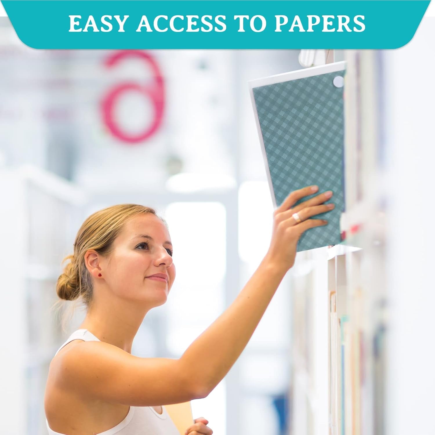 24 Pieces Scrapbook Paper Storage with Hook and Loop Closure, Plastic 12X12 Paper Storage Organizer with 30 Pieces Adhesive Stickers for Holding Scrapbook Paper, Vinyl Paper