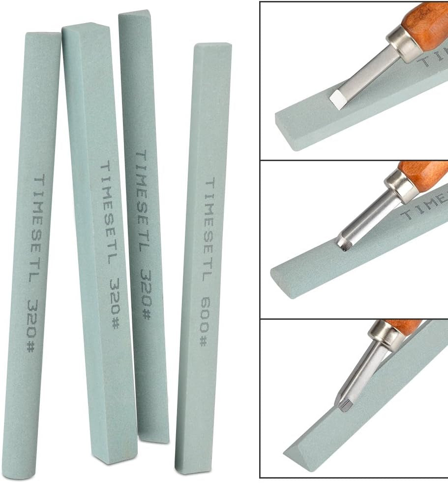 17Pack Small Wood Carving Set, 12Pcs Wood Carving Tools SK2 Carbon Steel + 4Pcs Whetstone + 1Pcs Storage Case for Beginners DIY Woodworking Sculpting Whittling with Safety Cap