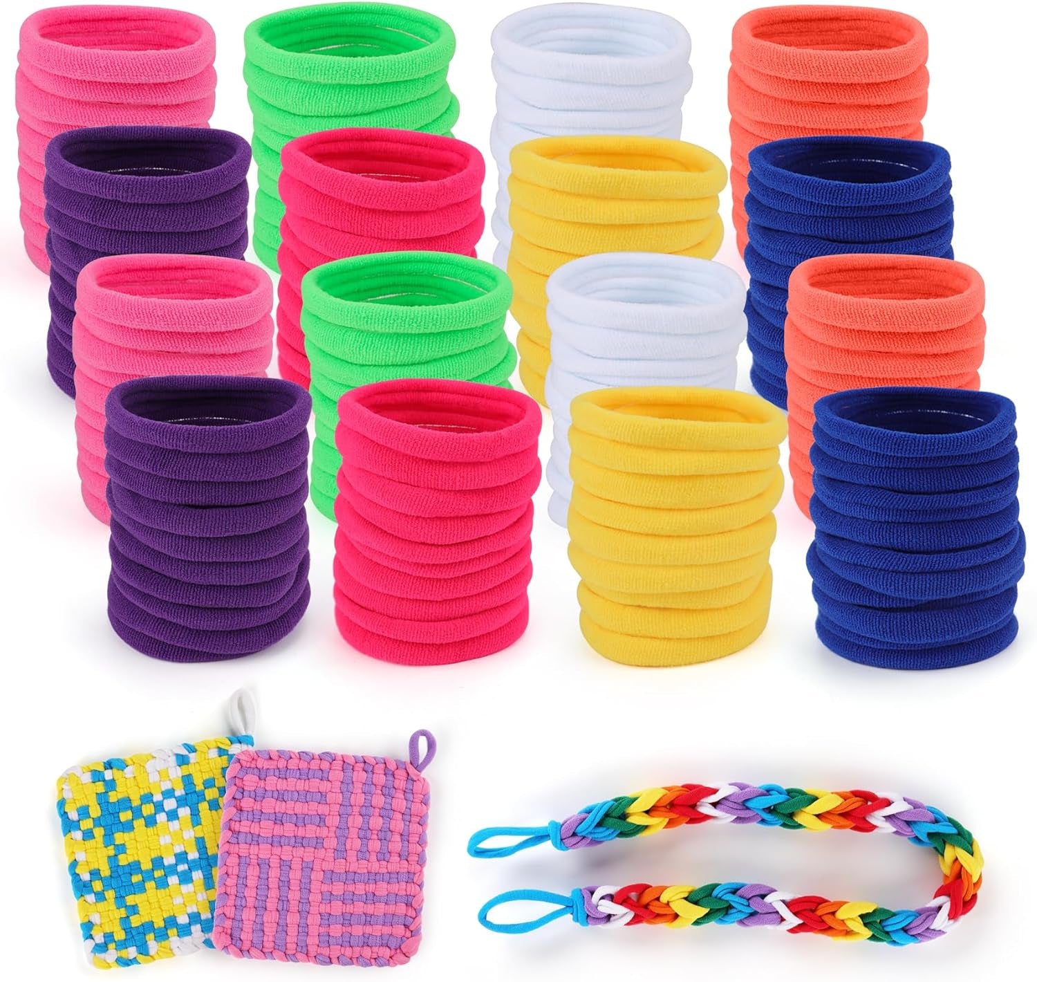 Weaving Loom Kit Toys for Kids and Adults, Potholder Loops Crafts for Girls Ages 6 7 8 9 10 11 12, 7&quot; Pot Holder Loom Knitting Kits and Gifts for Kids and Beginners, Make 6 Masterpieces