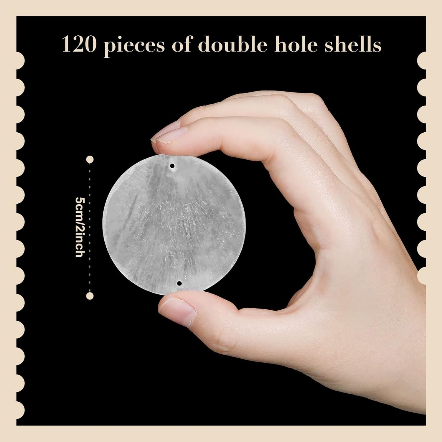 Capiz Shells round Natural Shells 2 Inch Sea Oyster Shells for Crafting with 2 Holes for Wind Chimes DIY Craft Hanging(120 Pcs)