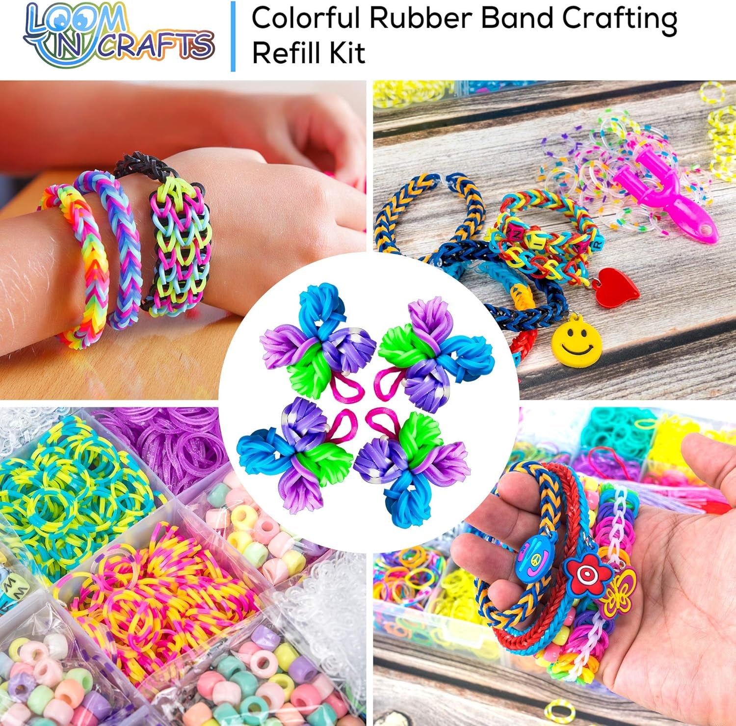 11,900+ Rubber Band Bracelet Refill Kit - 11,000 Premium Loom Bands in 28 Bright Colors, 600 S-Clips, 200 Beads, 30 Charms, 52 ABC Beads - Loom Bracelet Making Kit in a Huge Giftable Case