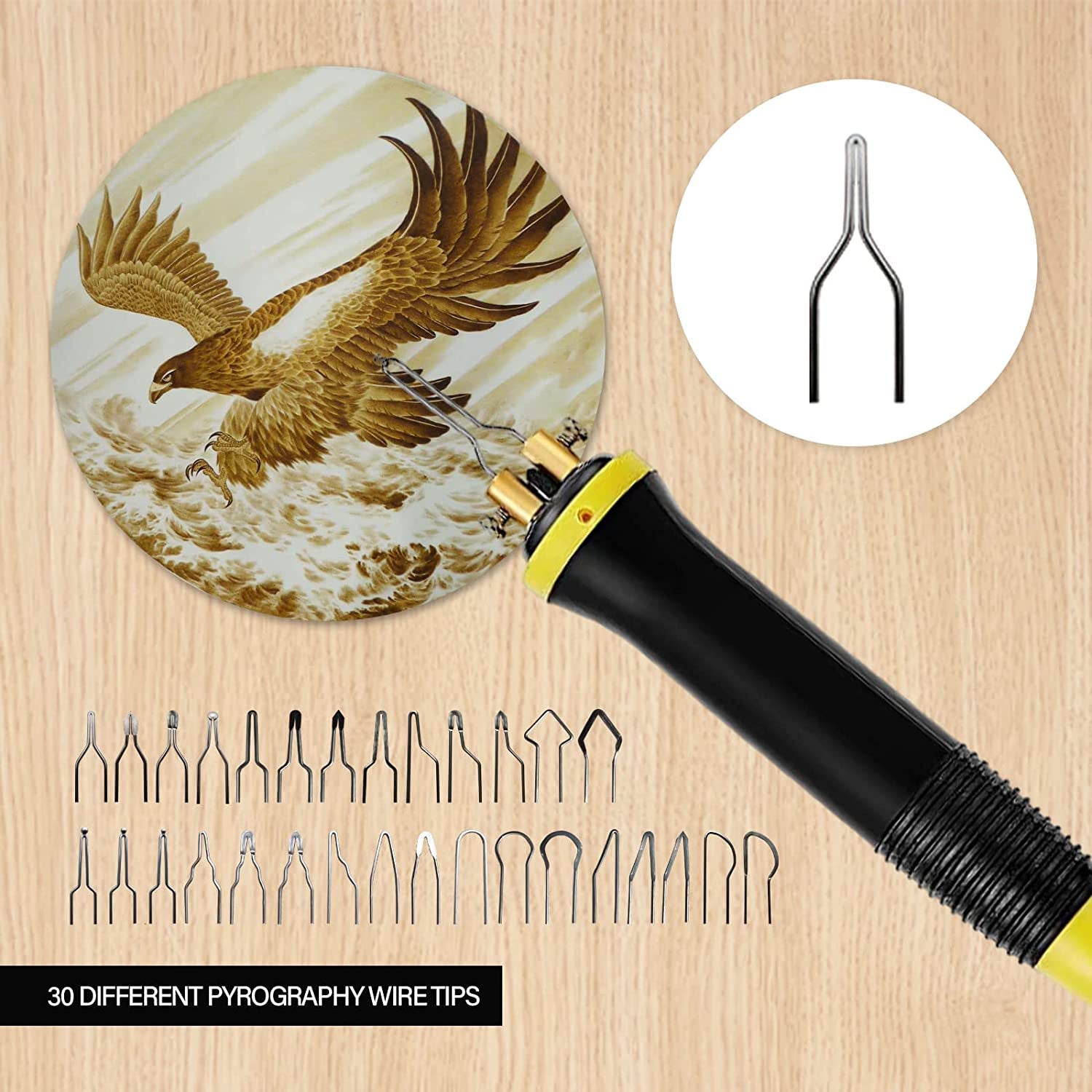 Wood Burning Tool,Wood Burning Kit Pen 25~750℃,Professional Wood Burning Kit,With Digital Thermometer Temperature Adjustable Temperature,1 Wood Burning Pens, 30 Wood Burning Pen Tips