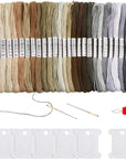 30 Skeins Friendship Bracelets Floss, Black to White Gradient Grey Embroidery Floss, Cross Stitch Threads with 6 Floss Bobbins, 2 Embroidery Needles and Needle Threader