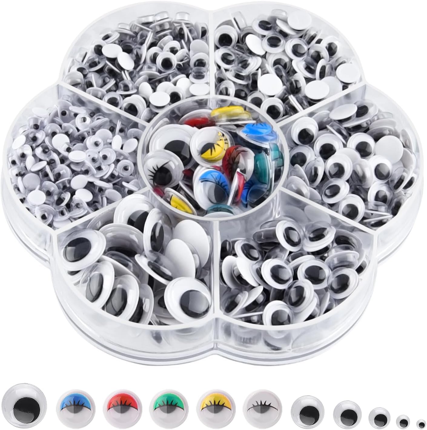 800Pcs 4Mm-12Mm Googly Eyes Self Adhesive Wiggle Eyes for Art Craft Supplies, Doll Making and Scrapbooking,7 Size