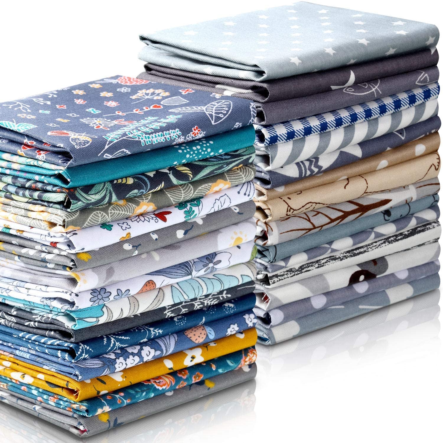 30 Pieces 10 X 10 Inches Fabric Printed Bundle Squares Floral Fabric Patchwork Sewing Quilting Bundles Assorted Pattern Fabric for DIY Scrapbook Craft Making