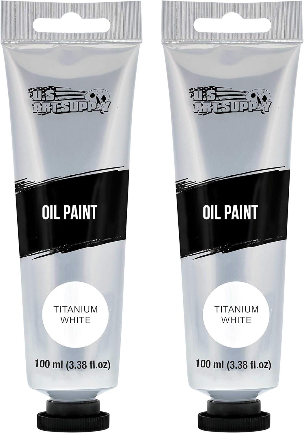 Artists Oil Color Paint, Titanium White, 2 Extra-Large 100Ml Tubes - Professional Grade, Excellent Tinting Strength, Mixable - Portrait Painting, Canvas, Wood Media - Student, Beginner