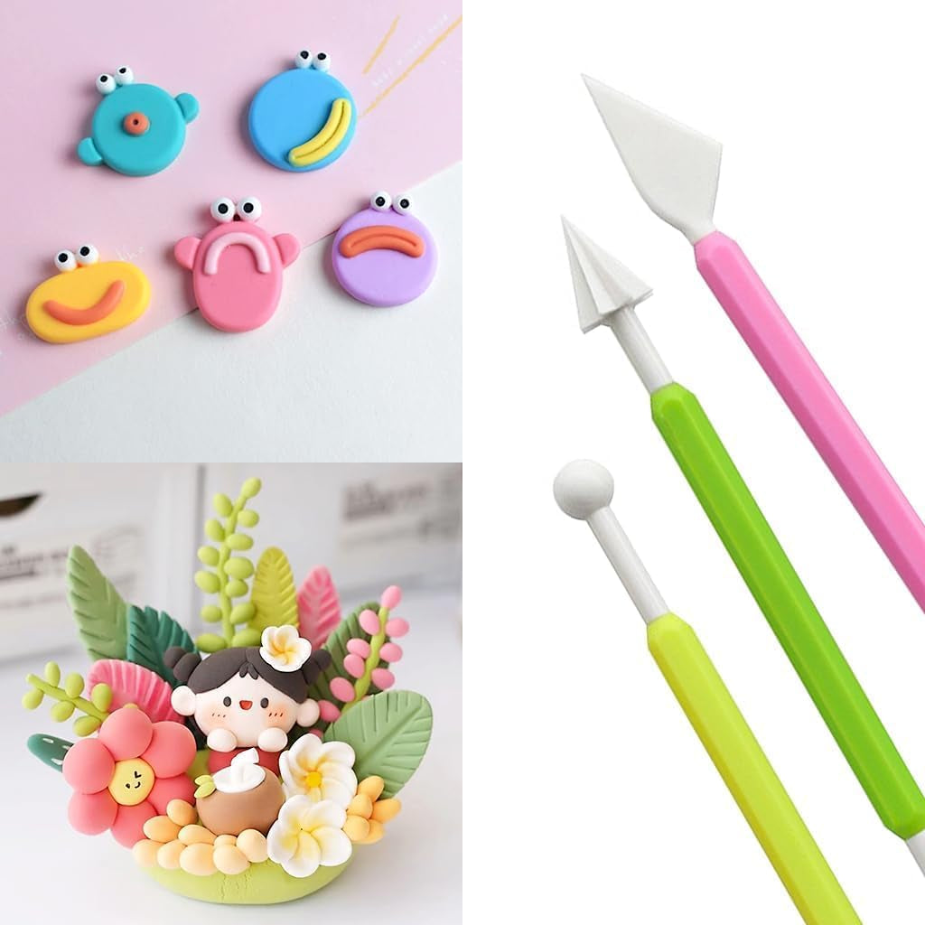 9PCS Clay Sculpting Tools Kit - Easy to Use Double-Ended Polymer &amp; Pottery Carving Set with Comfortable Grip Tools for Clay Sculpey &amp; Modeling Clay Ideal for Kids and Adults