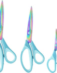 Craft Scissors, All Purpose Sharp Titanium Blade Shears, Comfortable Grips, School Scissors Set of 3 Pack, Ideal for Office, Home, Sewing, Fabric, Kitchen, Arts and DIY Supplies, 9.3"/8.5"/5.6", Blue