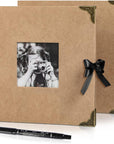 Scrapbook Photo Album - 8 X 8 Inch, 60 Pages, Kraft Paper, Ribbon, Corner Protectors, Suitable for Travel, Graduation, Memories