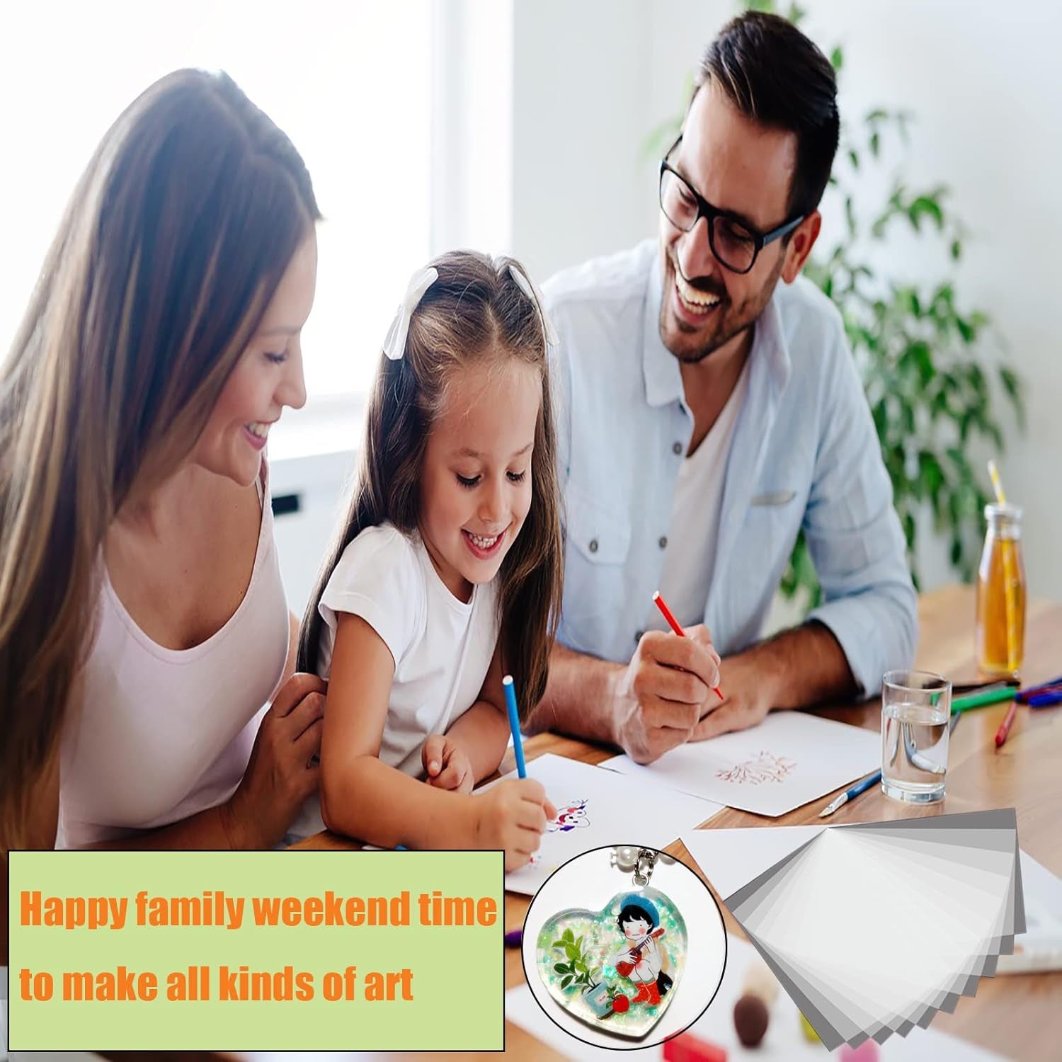 50PC Shrink Plastic Sheets,Shrink Paper Sheets,Shrink Film Sheets,-Semitransparent,8''X5.7'', 0.3Mm, Design Your Own Shrink Art Craft