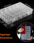 3 Pack 36 Grids Clear Stackable Plastic Organizer Storage Box Container with Adjustable Dividers for Beads, Art DIY, Crafts, Jewelry, Fishing Tackle with 5 Sheet Label Stickers