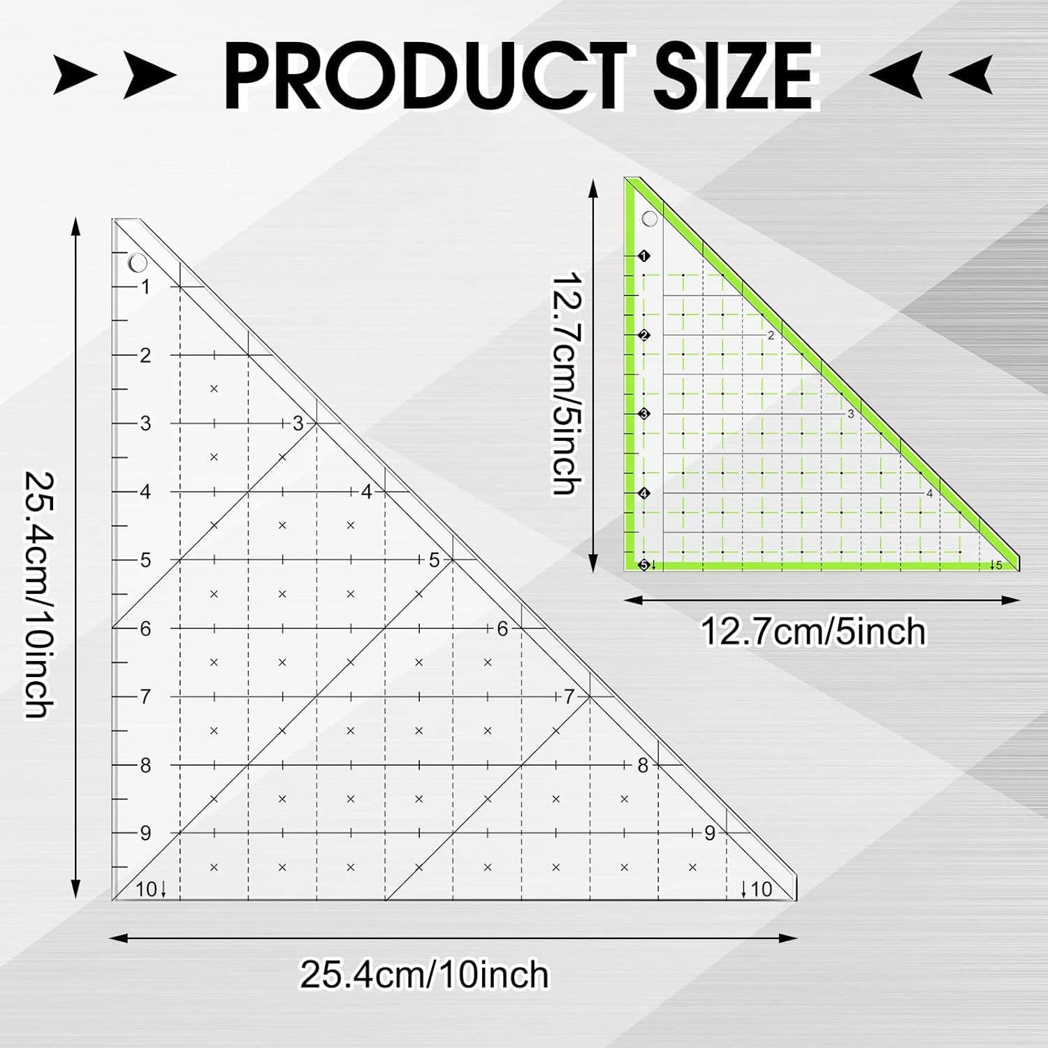 2 Pieces Folded Corner Ruler Acrylic Folded Corner Clipper Tool Simplicity 45 Degree Triangle Ruler and Quilting Template for Sewing Cutting Cutter Tools, Transparent