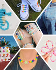 4000Pcs Pony Beads Kit, 2400Pcs Rainbow Kandi Beads and 1600Pcs Letter Beads, 24 Colors Plastic Craft Beads Bulk for Bracelets Jewelry Making with 20M Crystal String and 30M Elastic String