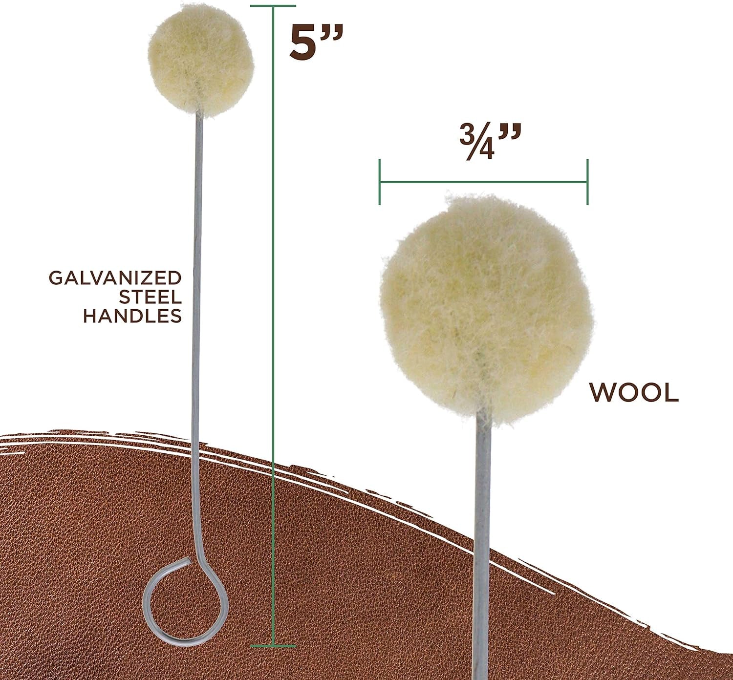 Wool Daubers Ball Brush (Pack of 100) - Applicator Tool for Leather Dye, Dying, Staining, Crafting, DIY Crafts Projects, Gluing, Contact Cement, Shoe Shine Polish - Daub, Swab, Wipe, Spread