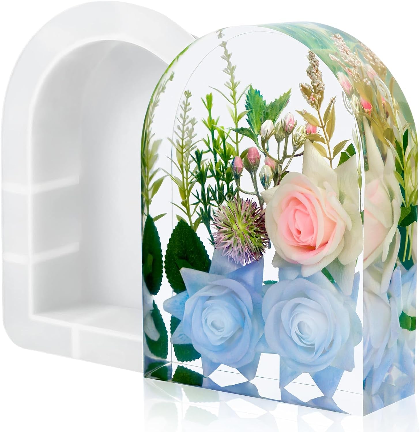 Resin Molds Silicone,Epoxy Resin Casting Craft Mold for Flower Preservation Bookends DIY Art (Large, Arch)
