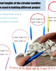 60Pcs Interchangeable Circular Knitting Needles Set with Case 13 Pairs of Aluminum Circular Knitting Needle for Handmade DIY Knitting with Knitting Accessories,(2.75Mm-10Mm)