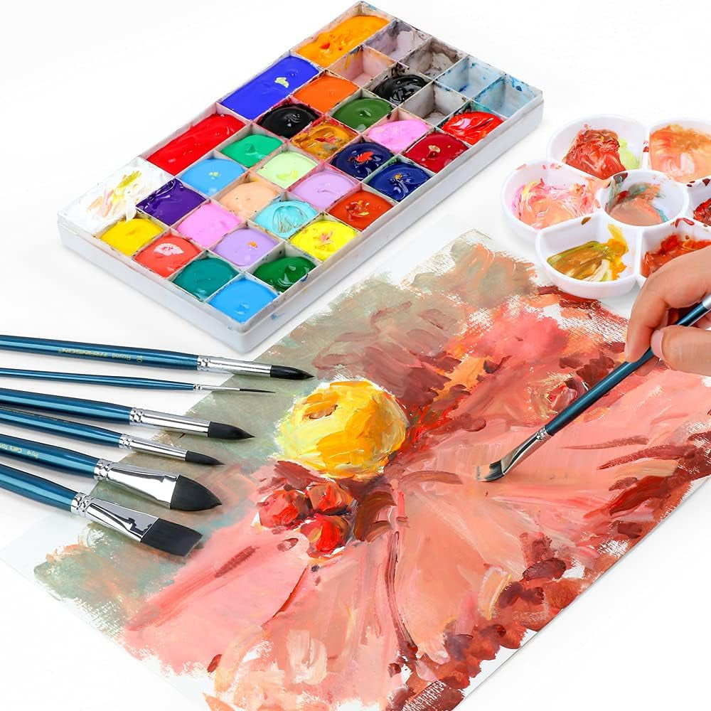 10Pcs Natural Watercolor Paint Brush Set Professional for Watercolor Acrylic Ink Gouache Tempera Blue Color