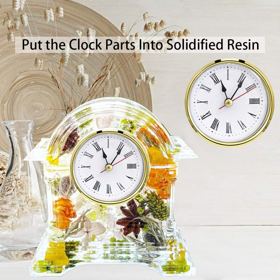 6Pcs Clock Parts for Clock Resin Mold,Clock Pieces for Clock Epoxy Casting Resin Mold