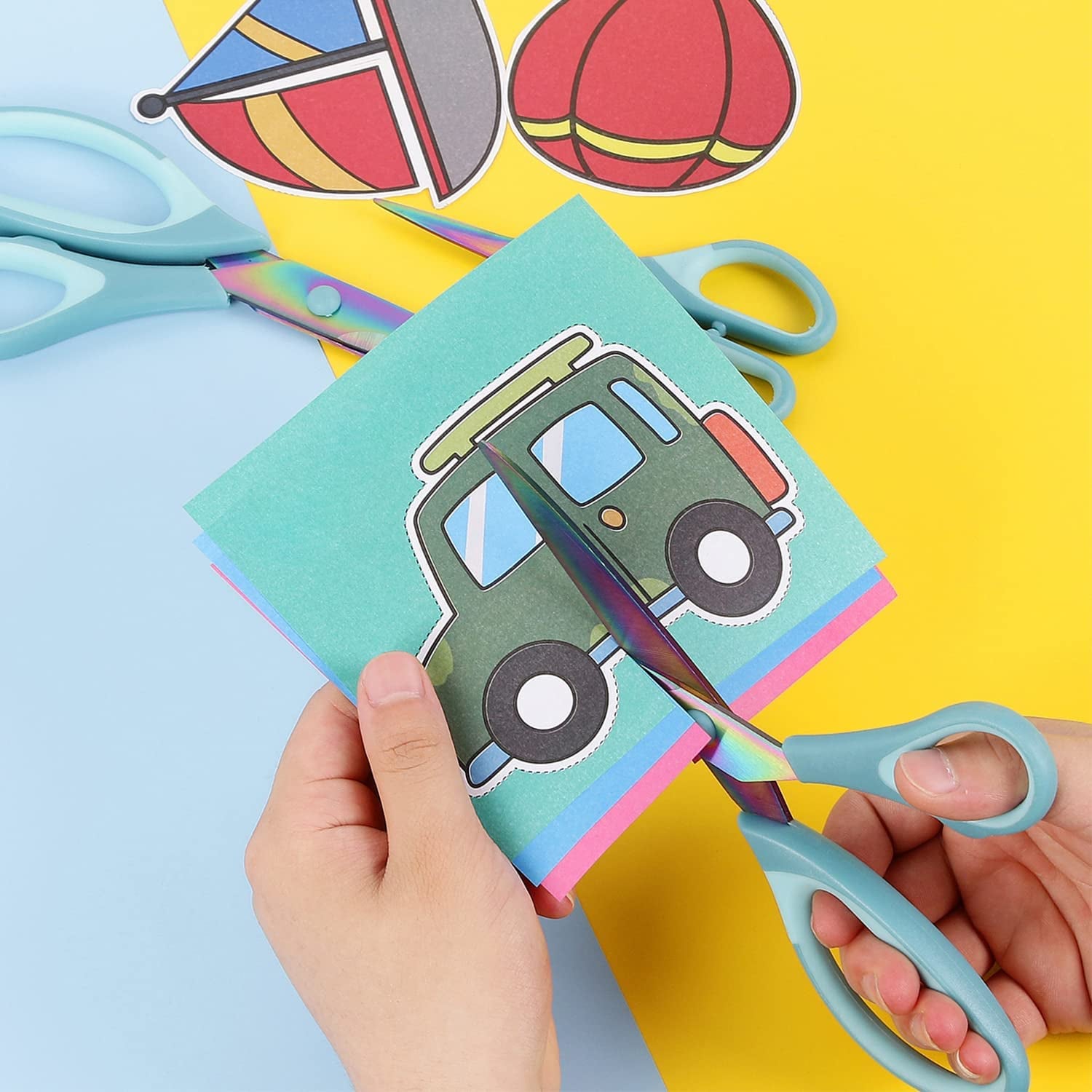 Craft Scissors, All Purpose Sharp Titanium Blade Shears, Comfortable Grips, School Scissors Set of 3 Pack, Ideal for Office, Home, Sewing, Fabric, Kitchen, Arts and DIY Supplies, 9.3"/8.5"/5.6", Blue