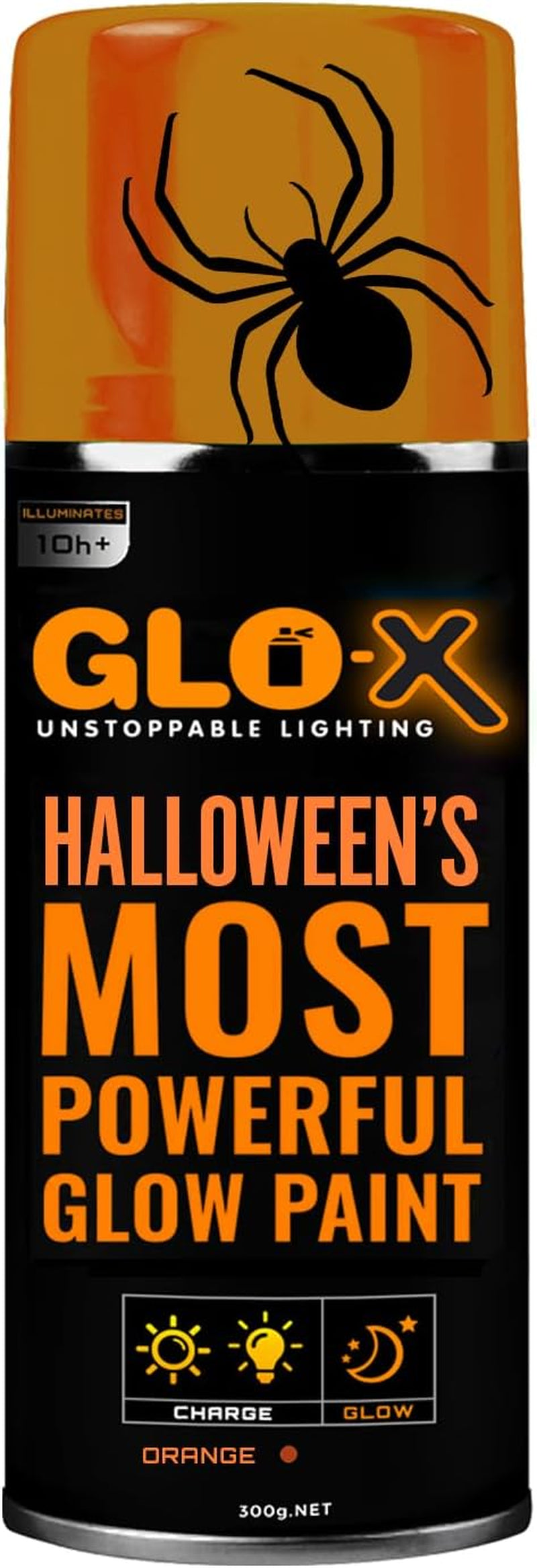 Orange Halloween Glow in the Dark Spray Paint - Make Indoor and Outdoor Halloween Decorations Glow Neon Fluorescent in the Dark - Metal Plastic Fabric