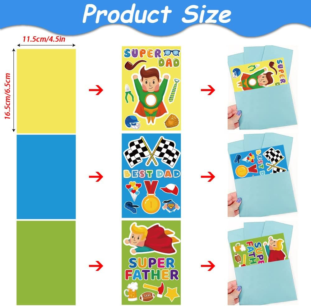 30Pcs Father'S Day Card Making Crafts Kits for Kids, DIY Paper Greeting Card Envelopes Handmade Craft for Daddys Day Girls Boys Home Classroom Indoor Art Game Activities Favors