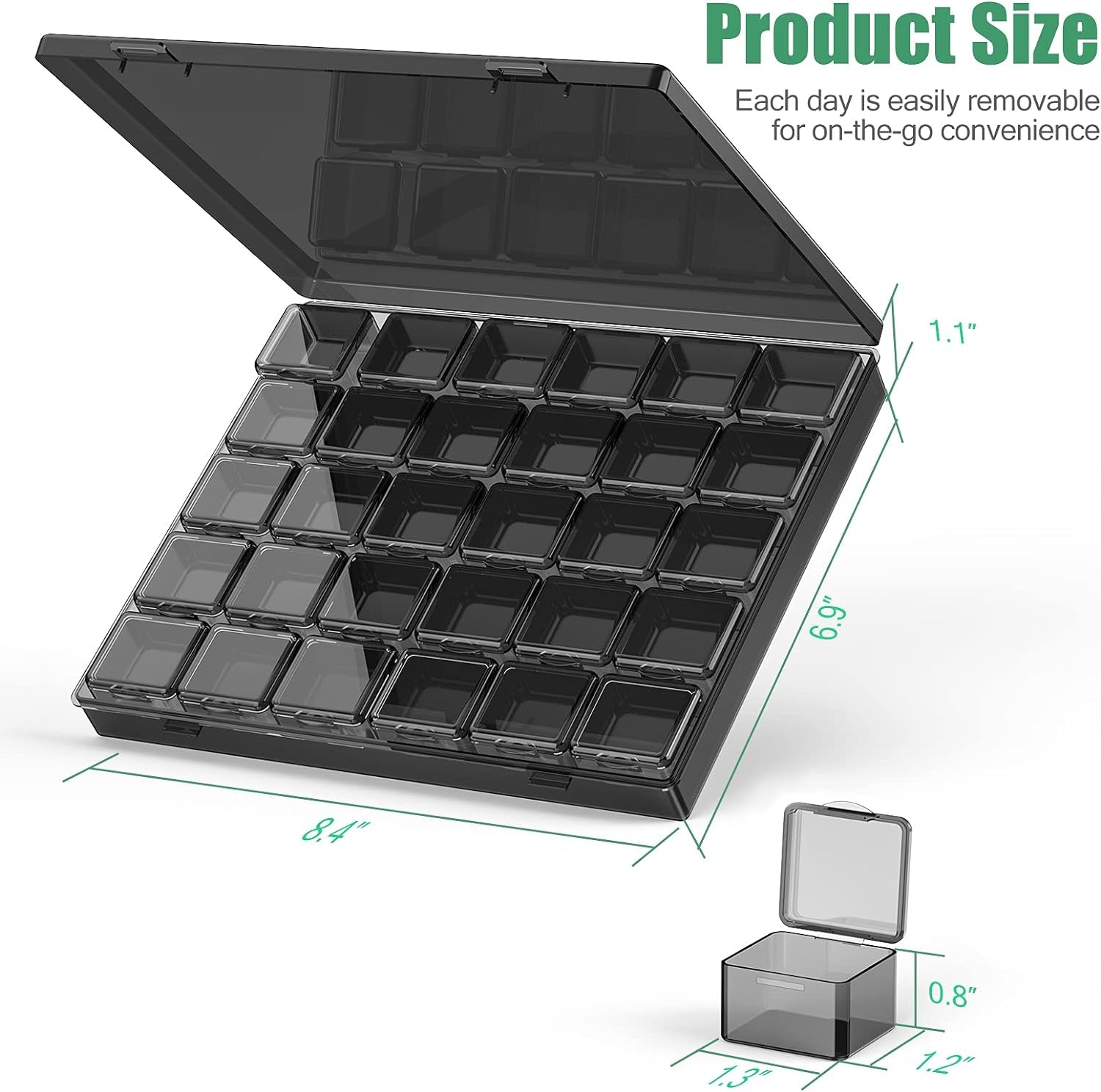 30 Packs Plastic Stackable Organizer Container with Lids, Mini Containers for Beads, Glitter, Slime, Paint or Seed Storage - Black (Black)