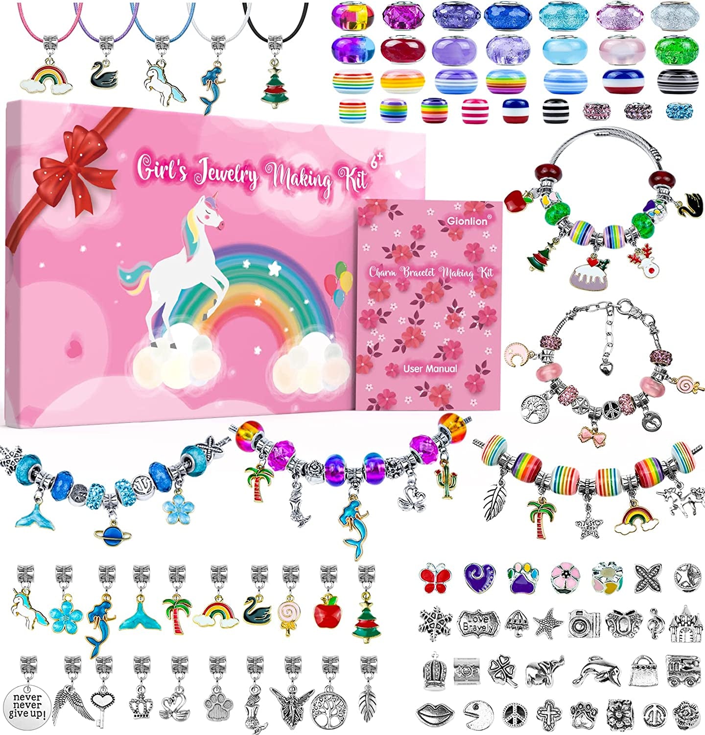 Charm Bracelet Making Kit, Jewelry Making Kit Trendy Stuff for Kids Ages 6-12, Unicorn Toy Cute Stuff for Teen Girls Gifts Birthday Gift, Crafts for Girls 6 7 8 9 10 11 12 Year Old