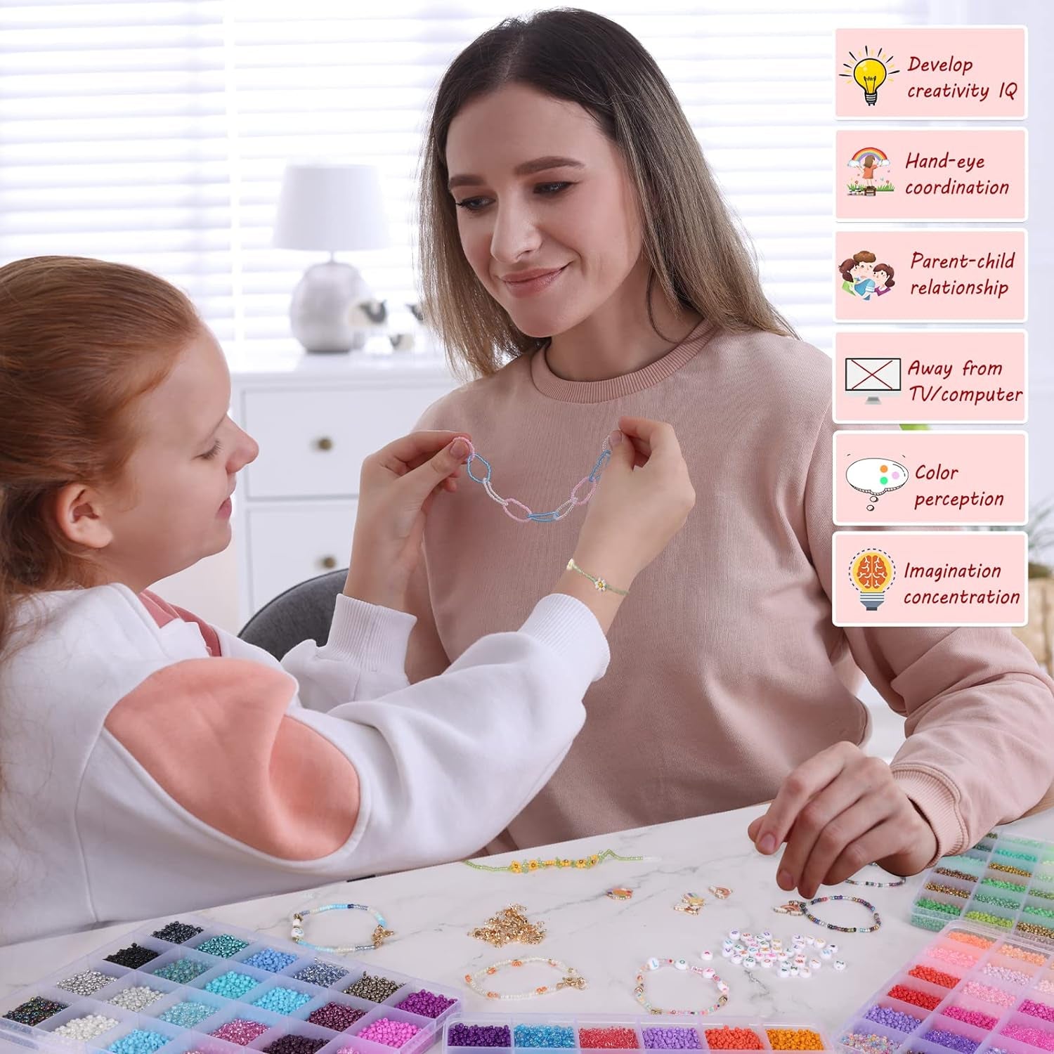 48000Pcs Glass Seed Beads Kit for Jewelry Making, 96 Colors 2Mm Small Beads with Pendant Charms and Letter Beads for Friendship Bracelet, Necklace Ring Making