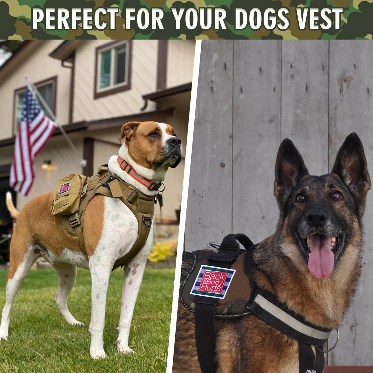 2 Pcs Back and Body Hurts Patches, Funny Morale Patch for Blue Collar Worker Builder, Embroidered Tactical Patch for Backpacks, Hard Hats, Dog Harnesses, Vests, Bags