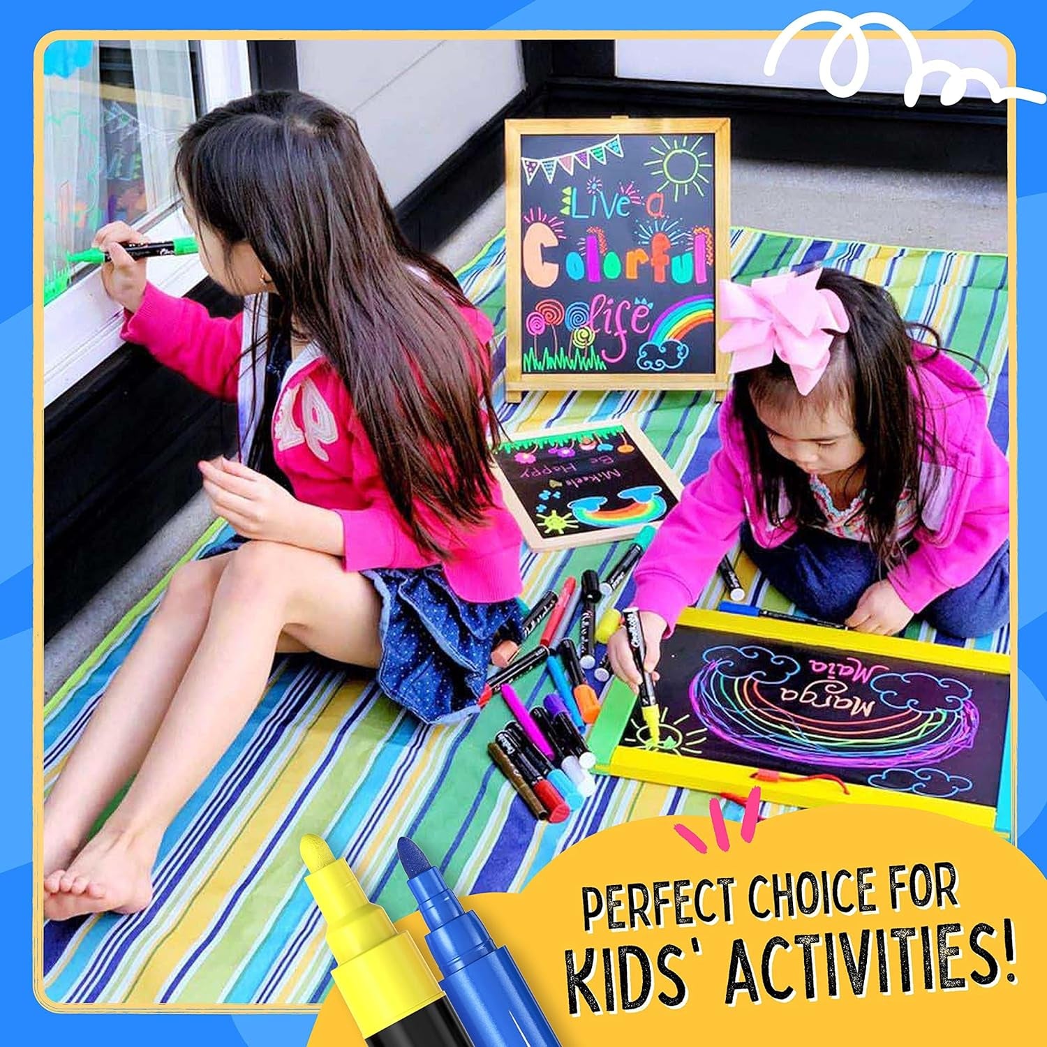 Liquid Chalk Markers & Metallic Colors Pack of 16 Chalk Pens - for Chalkboard, Blackboards, Window, Glass, Bistro | 6Mm Reversible Bullet & Chisel Tip Erasable Ink