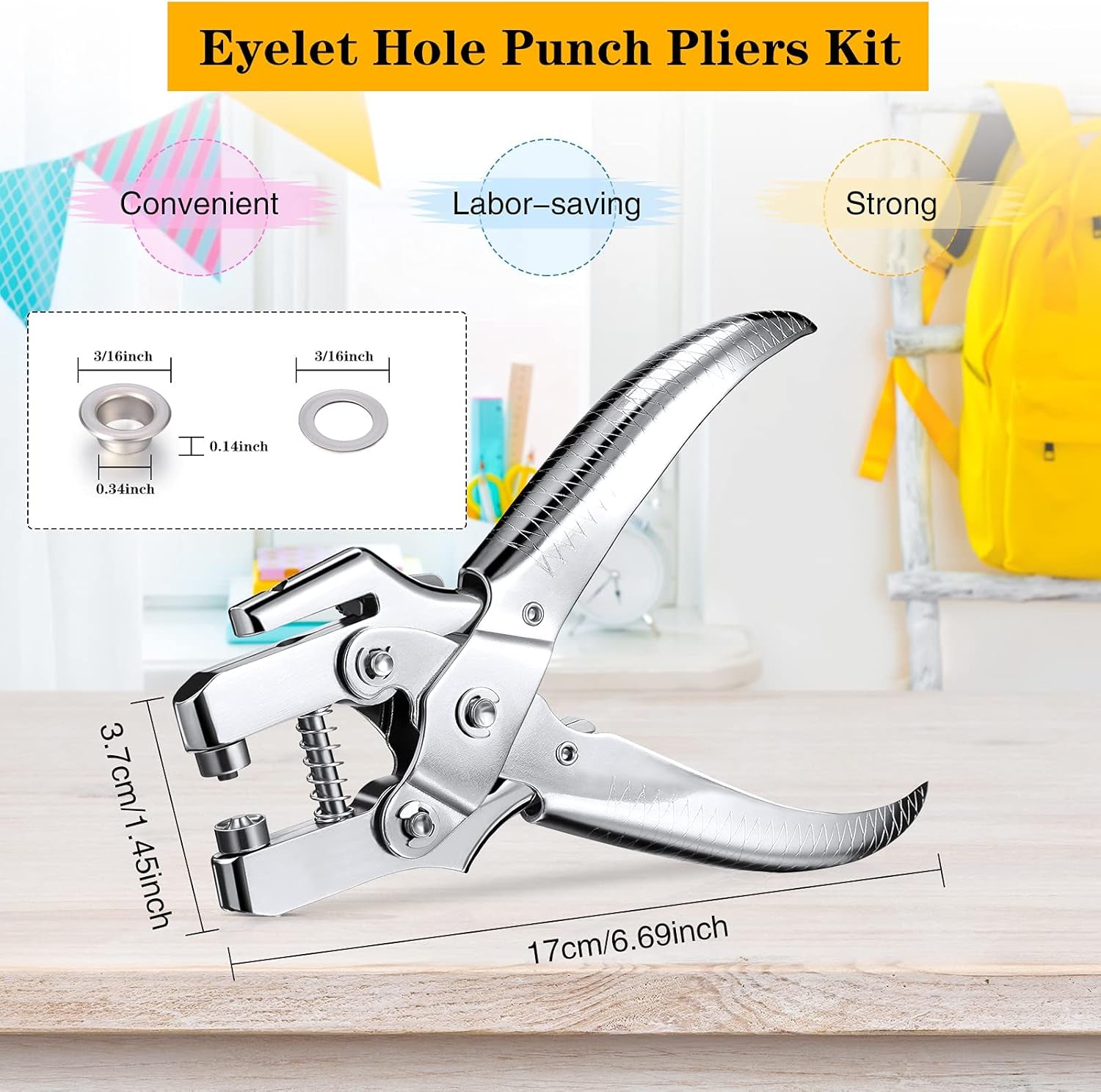 3/16 Inch Grommet Tool Kit Grommet Eyelet Plier Set Eyelet Hole Punch Pliers Grommet Hand Press Pliers with 200 Pieces of Grommets Eyelets for Shoes Clothes Bags Craft Supplies