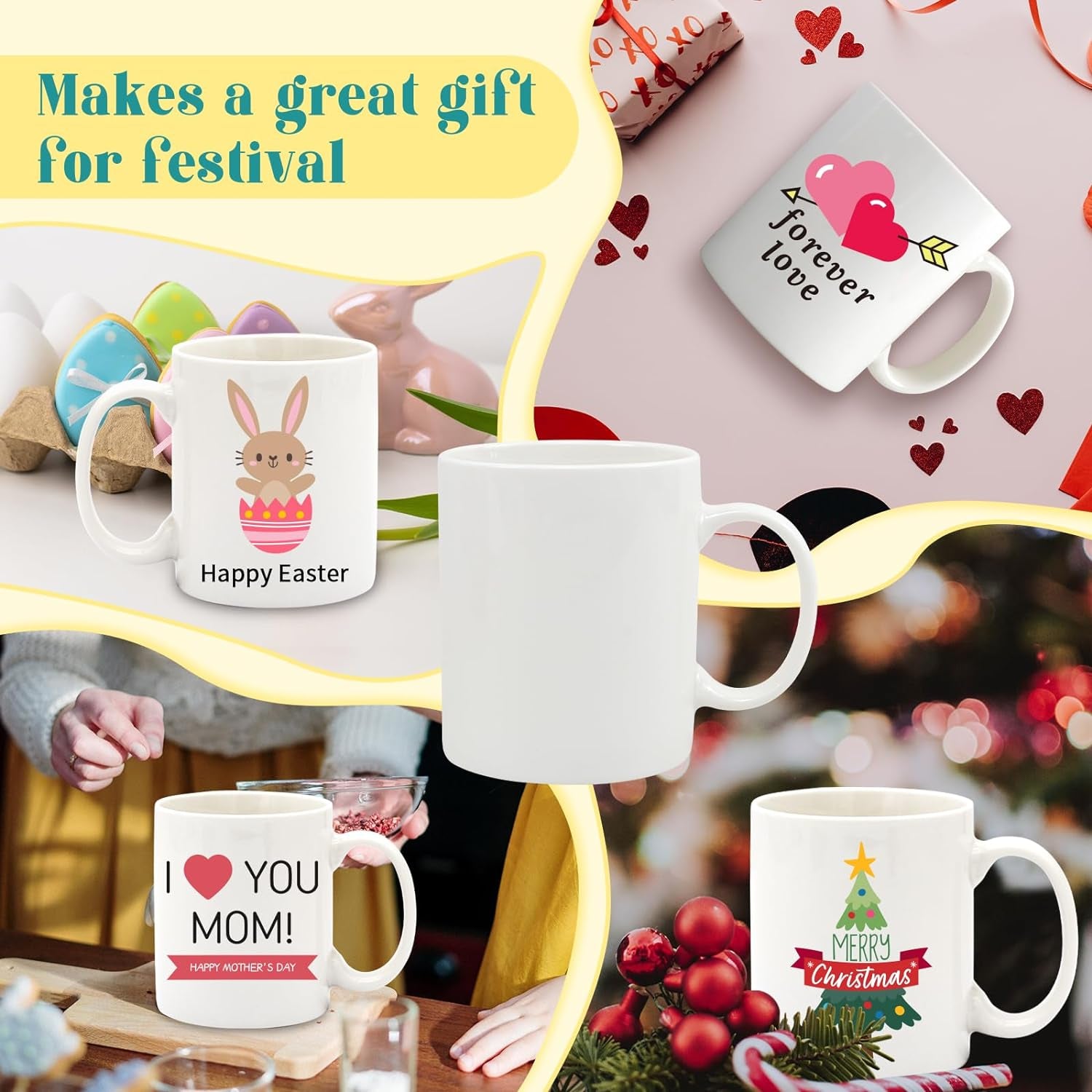 Paint Your Own Mug Kit for Adult Kids Craft Art Activity Plain Blank White Coffee Mugs with Gift Box Paint Your Own Mug Set Valentine Mother'S Day Father'S Day Gifts