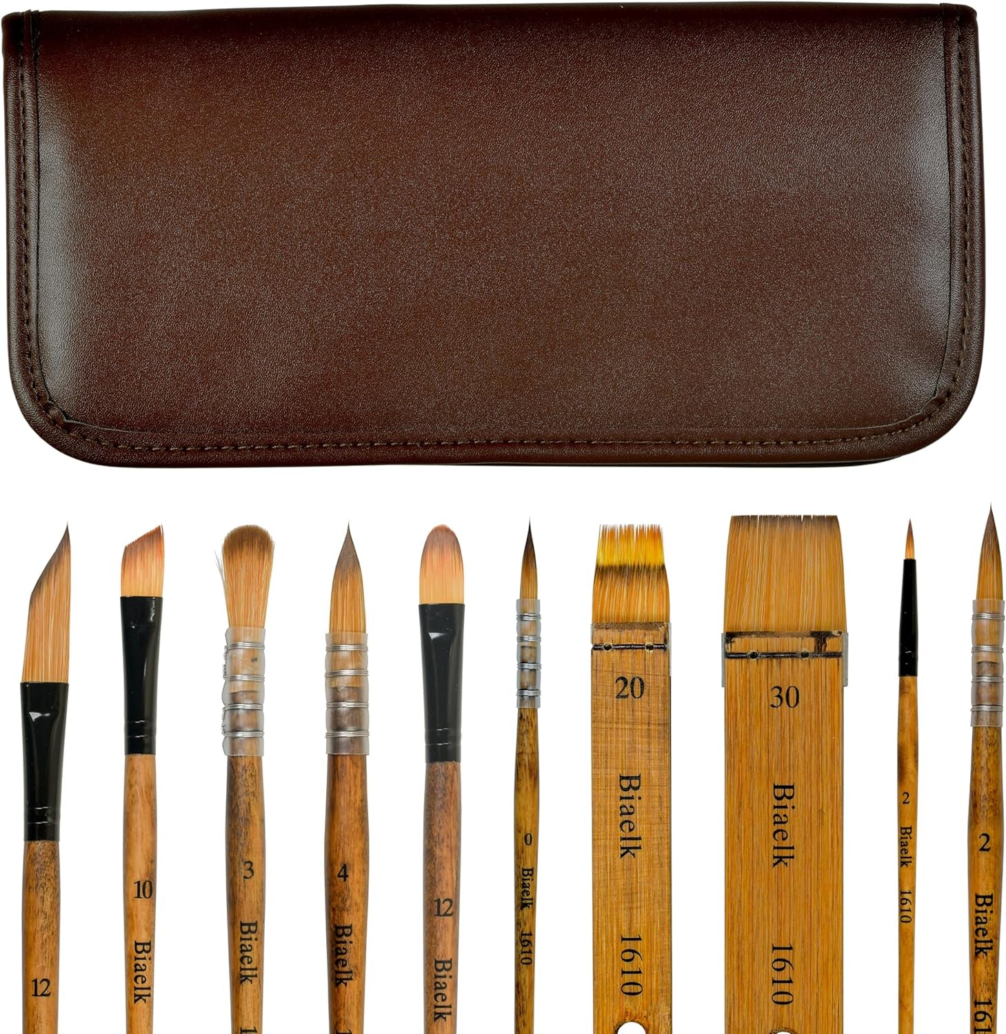 1610 Professional Watercolor Paint Brushes, 10PCS Variety Brushes for Beginners and Professionals Including Pointed Rounds, Flats, Dagger, for Watercolors,Acrylics,Inks,Gouache,Oil and Tempera