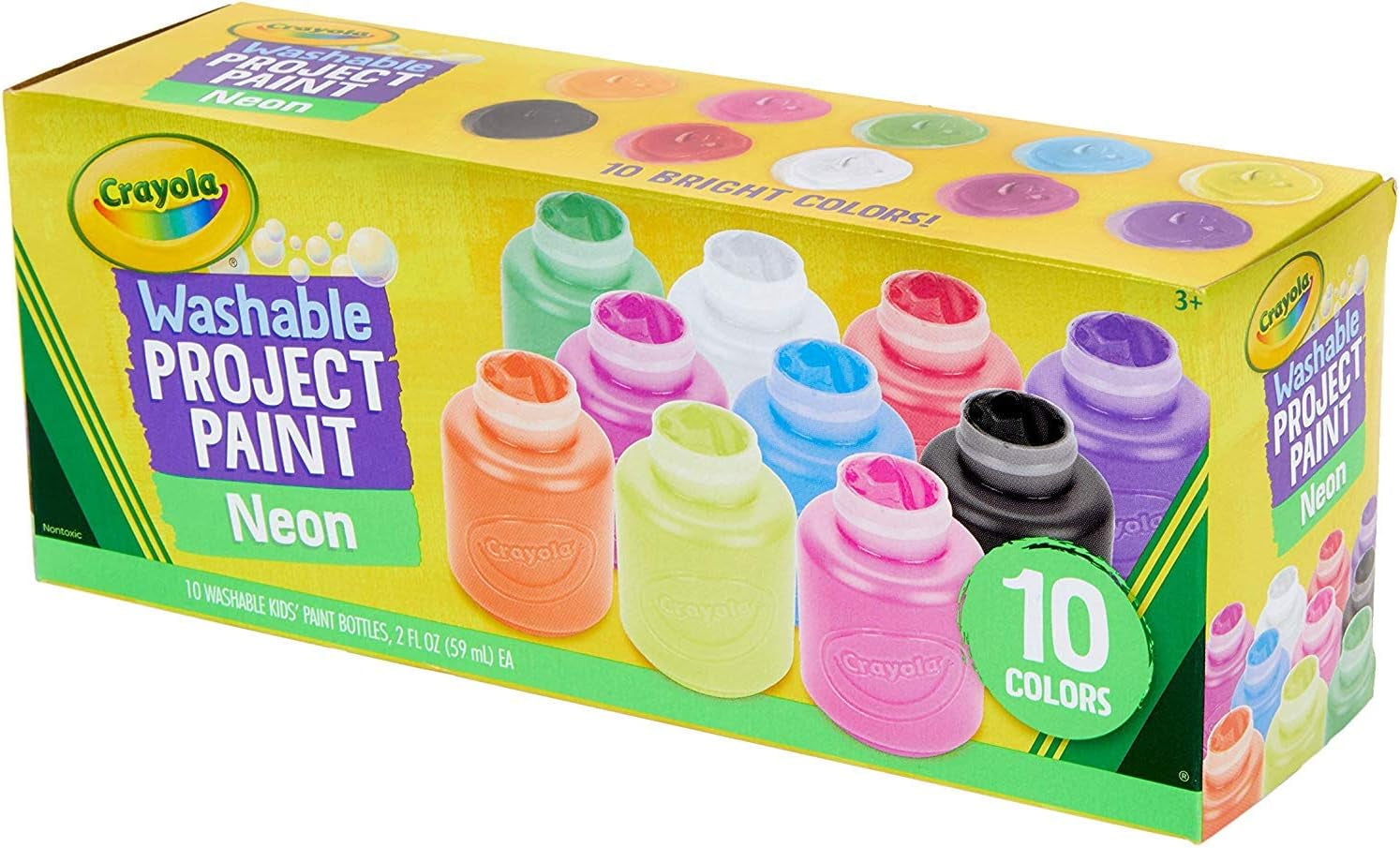10-Color Neon Washable Kids Paint (Set of 10)