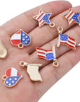 30Pcs American Flag Charms Pendant Flag Heart Star Shape Charms Patriotic Enamel Charms Craft Supplies for DIY Jewelry Making Findings Accessory
