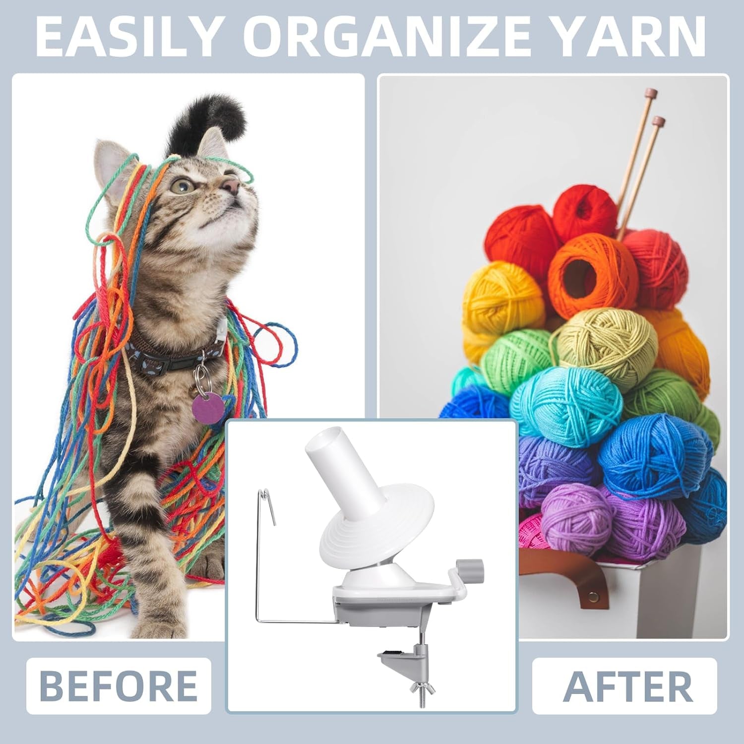 Yarn Ball Winder,Yarn Winder for Crocheting,Yarn Cake Winder Spinner, Needlecraft Yarn Ball Winder Hand Operated