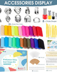 Polymer Clay Earrings Making Kit with 32Pcs Polymer Clay Cutters, 24Pcs Oven Bake Clay, 30 Set Earring Rings&Hooks, Modeling Clay Jewelry Making Kit for Teen Girls