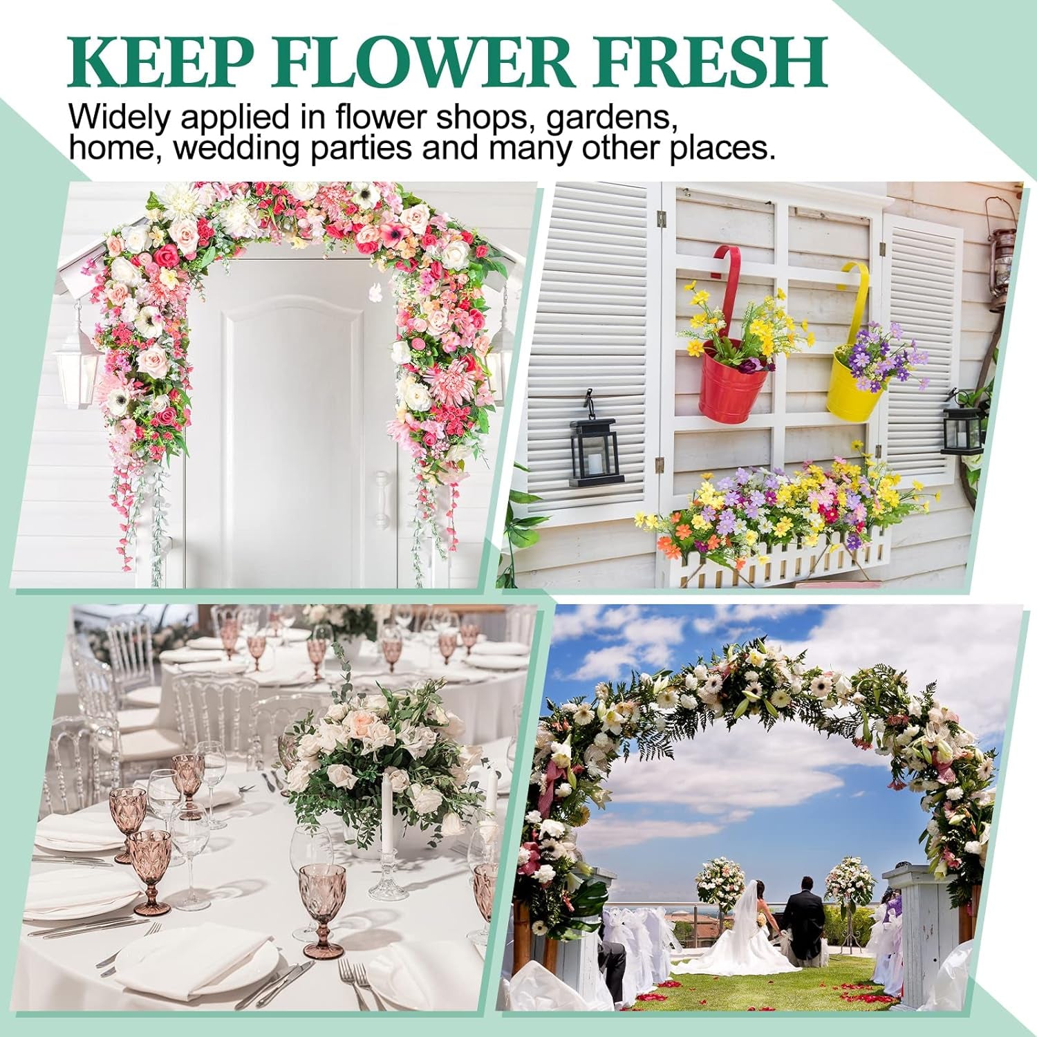 270 Pcs Floral Water Tubes Plastic Green Floral Tubes with Rubber Caps Fresh Flower Water Tubes Flower Arrangements Supplies for Bouquet Stem Supplies, 6 Inches