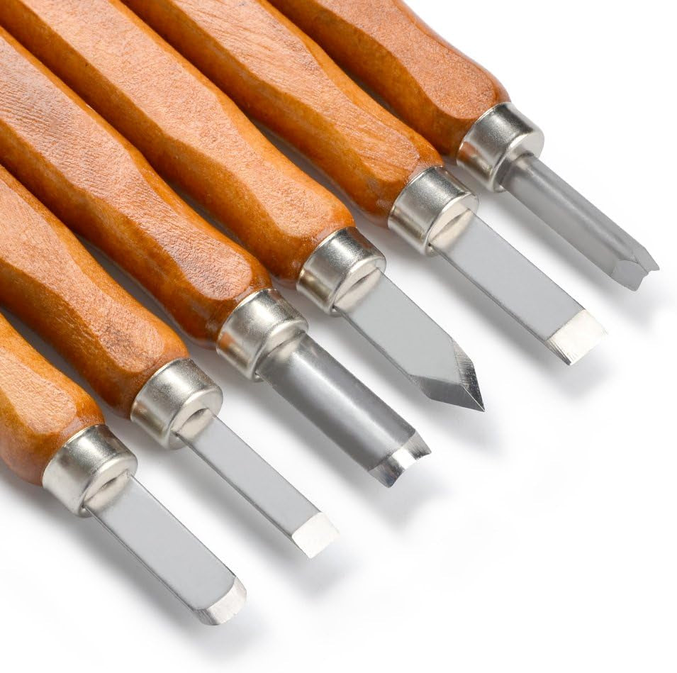 17Pack Small Wood Carving Set, 12Pcs Wood Carving Tools SK2 Carbon Steel + 4Pcs Whetstone + 1Pcs Storage Case for Beginners DIY Woodworking Sculpting Whittling with Safety Cap