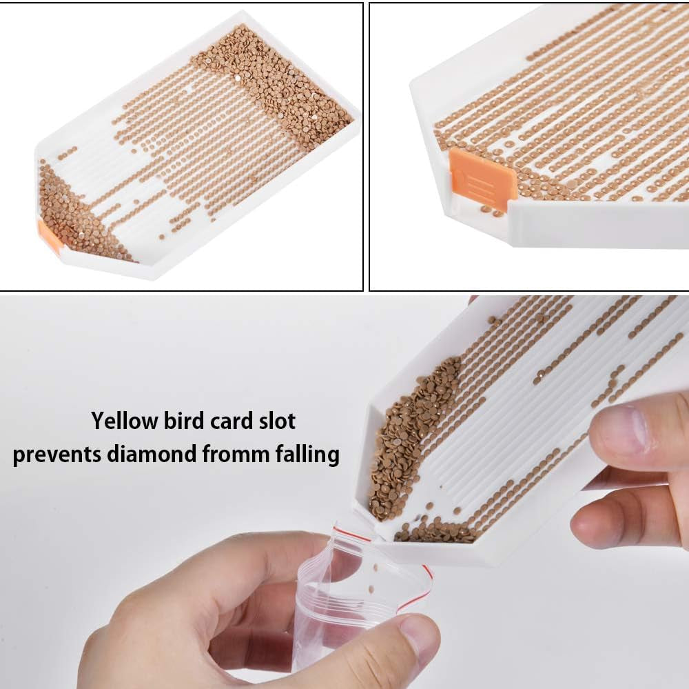 Diamond Art Painting Accessories Tools, Diamond Art Tray Painting Large Capacity Diamond Rhinestone Plate Tray with Divider, Paint Brush, Shining Bags for DIY Art Craft