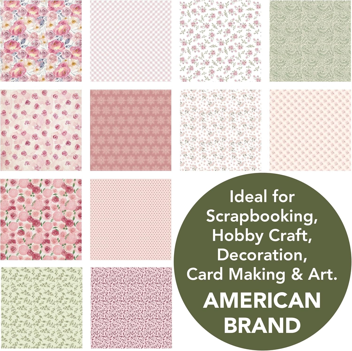 Spring Vintage 12X12 in Double Sided Paper Pad Pack Scrapbook Cardstock Decorative Paper - 36 Sheets - for Card Making Journaling Planner Origami Decopage Decorative Scrapbooking Supplies