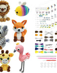 6Pcs Crochet Kit for Beginners, 2024 DIY Craft for Adults and Kids, Great Gift for Crochet Lovers, Crochet Animal Kits with Step by Step Videos,Yarn,Crochet Hook,Birthday Gift, Holiday Gift