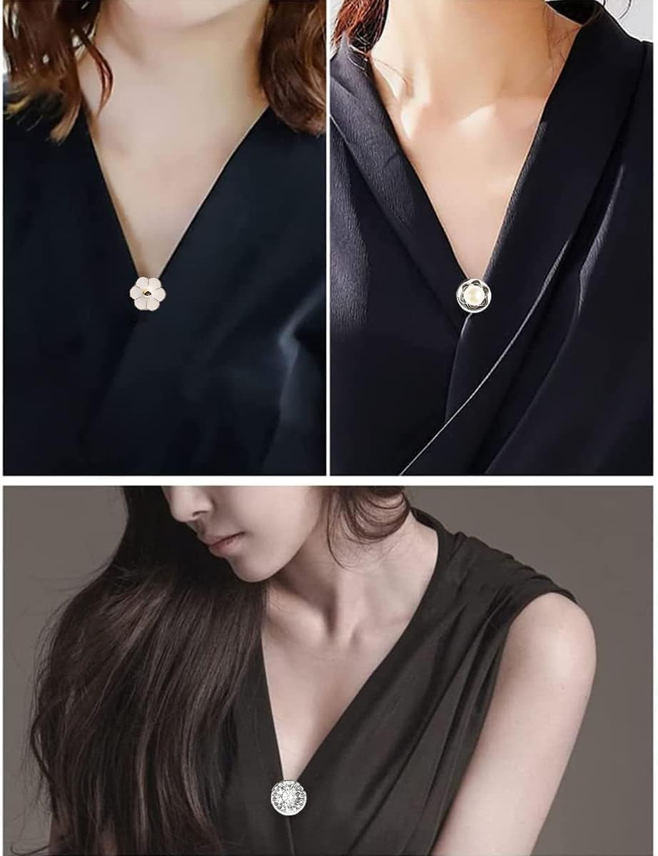 30 Sets Pearl Brooch Buttons, Cover up Buttons, No Sew Buttons Invisible Buttons for Blouses, Dresses, Sweaters, Coats, Shawls - Ideal for Women and Girls