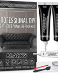 Black Leather Repair Kit for Car Interior, Leather Seat Repair Kit for Cars, Vinyl Repair Kit Repairs Tears & Burn Holes from Furniture, Jacket, Chair, Sofa and Purse, with Color Matching Guide