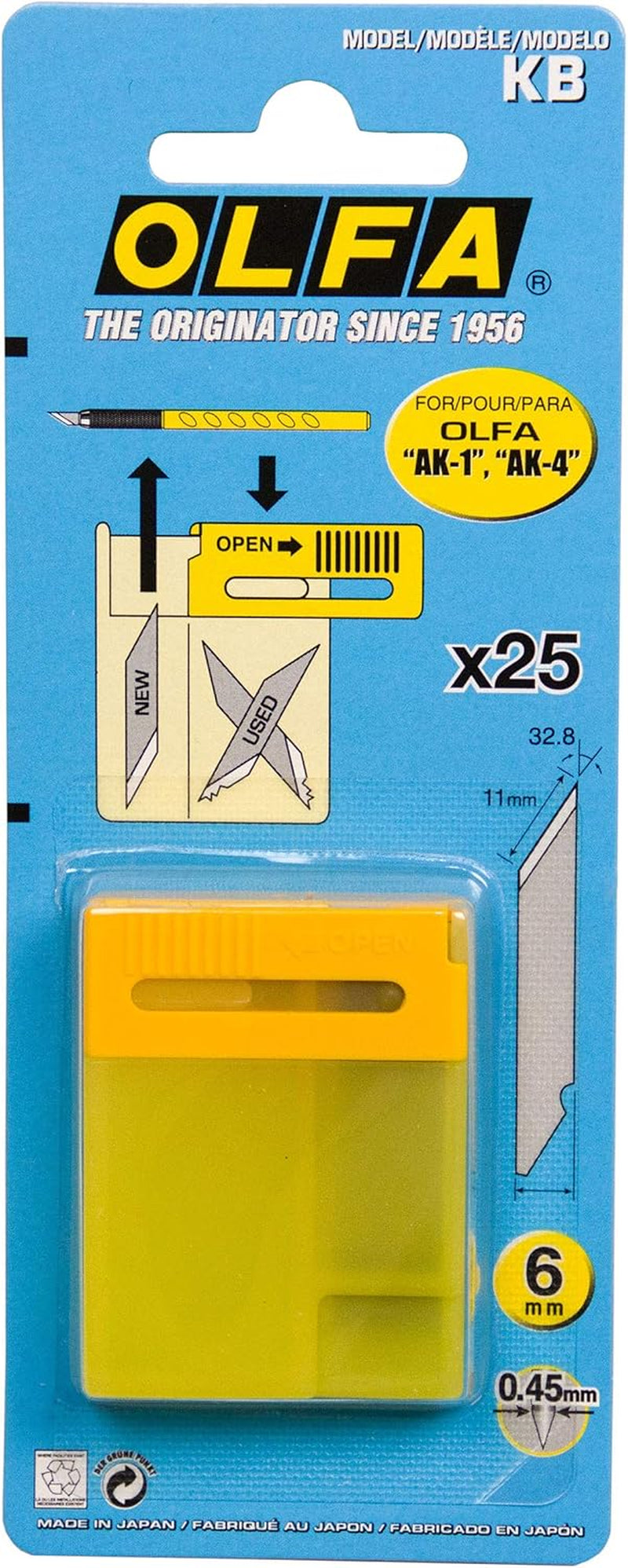 6Mm Multi Purpose Art Knife Blade Set, 25 Blades (KB) - Precision Hobby Craft Knife Replacement Blade Kit for Crafts, Graphics, Models, Miniatures, Stencil, Fits Most 6Mm Art Knives
