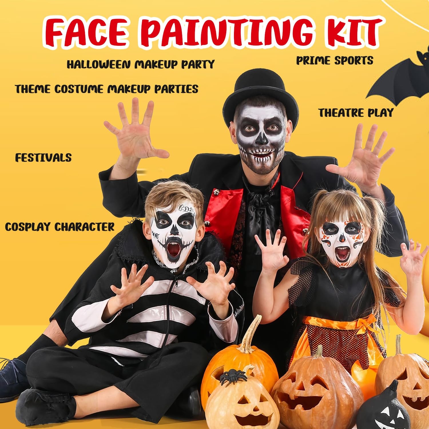 Face Painting Kit for Kids 20 Water Based Non-Toxic Sensitive Skin Paints 100 Stencils 3 Glitters 2 Hair Chalks Combs 2 Tattoos Sheets Face Painting Book Safe Professional Face Paint Kit for Kids